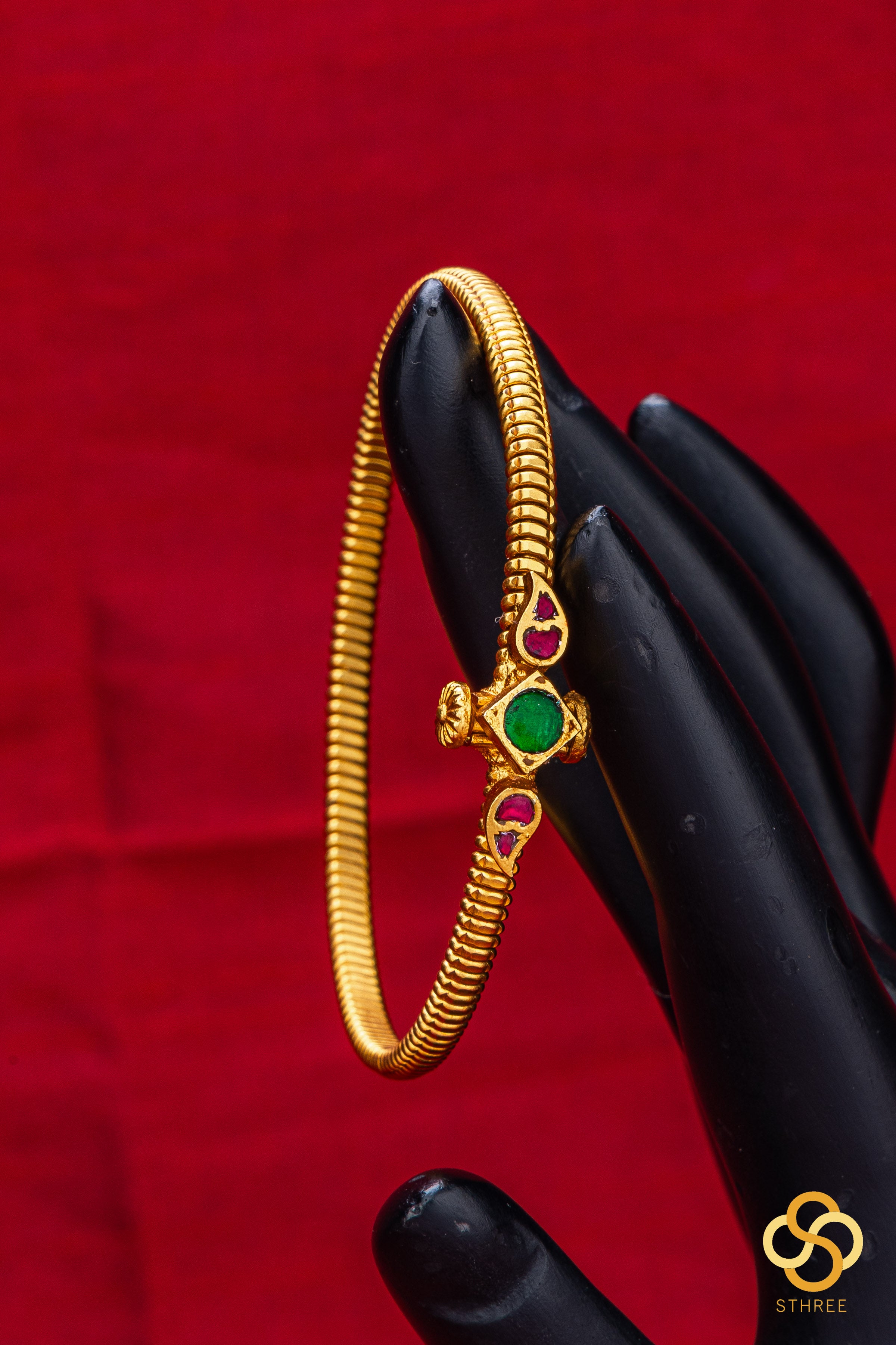 Openable kada - Green with Red  (single kada)