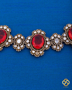 Victorian choker with red stones and zircons
