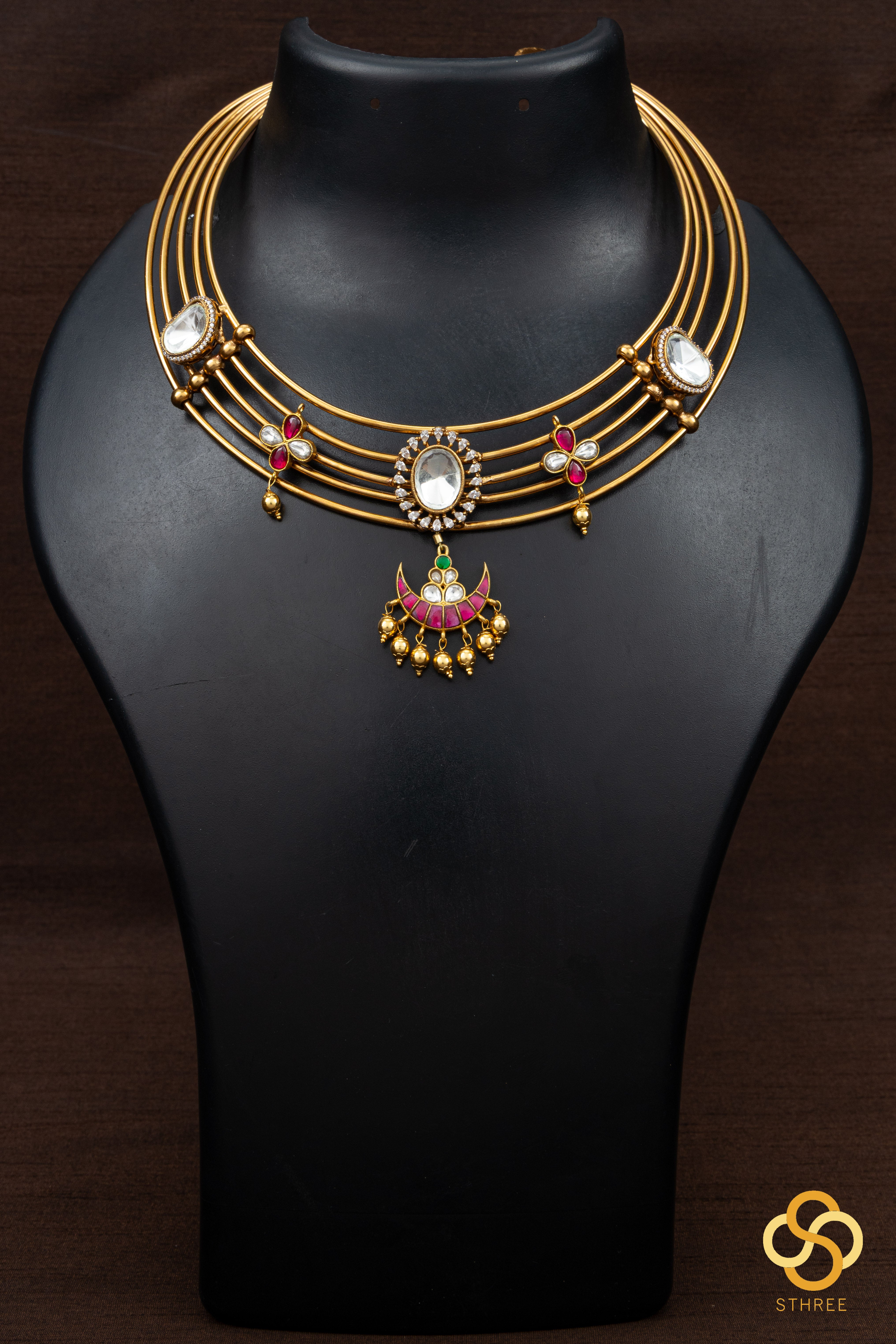 Hasli set - Kundan with chandbali pendent