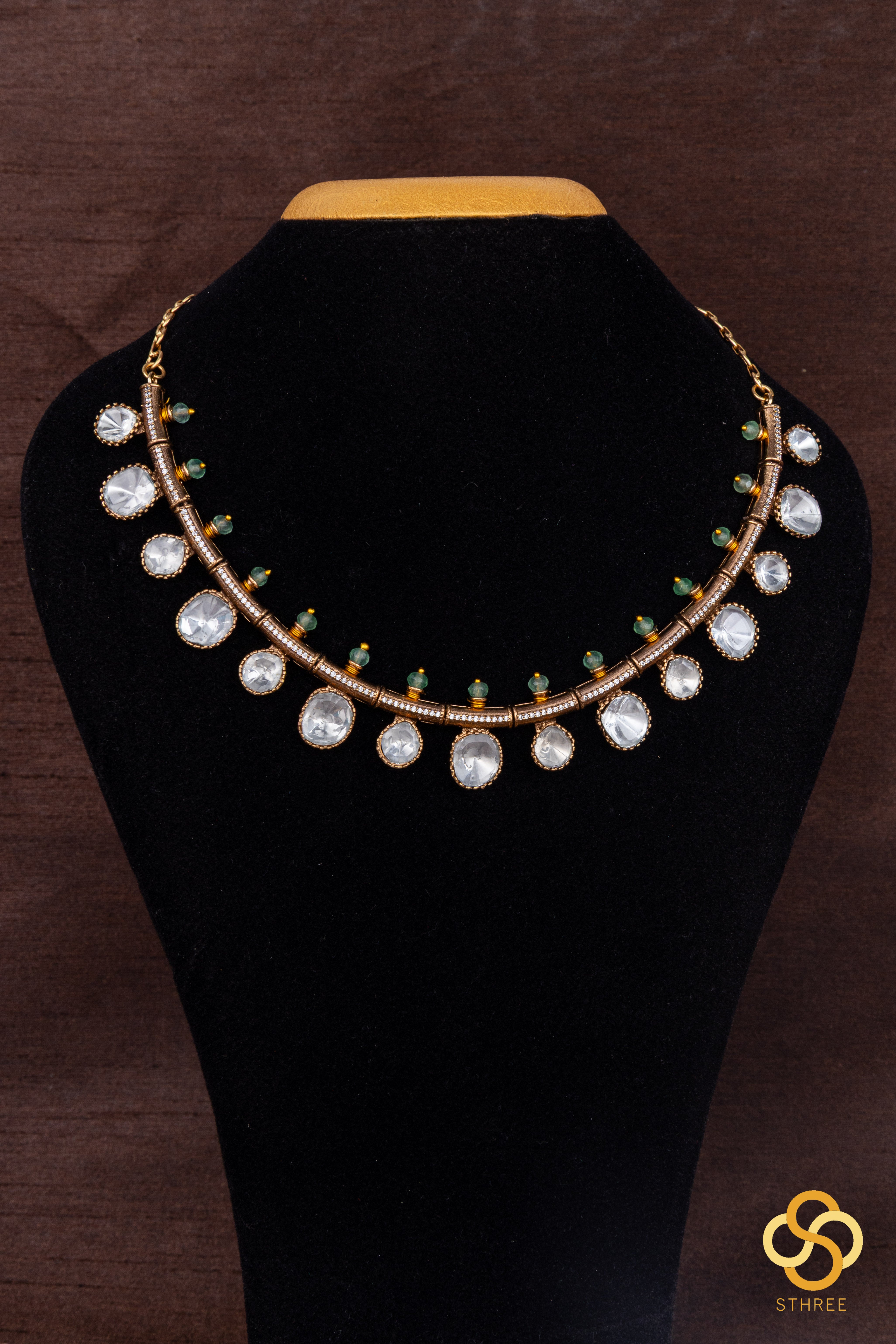 Kundan Kasumalai -  Light green beads on top
