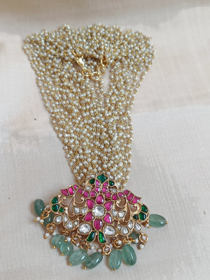 Jadau kundan with 16 lines of pearls