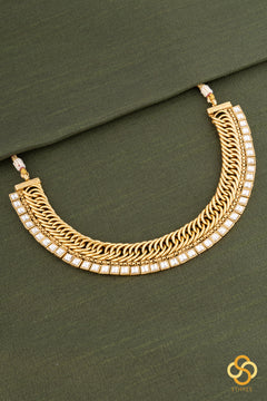 Moissonite Stones, Antique Finish, Jadau Kundan Choker