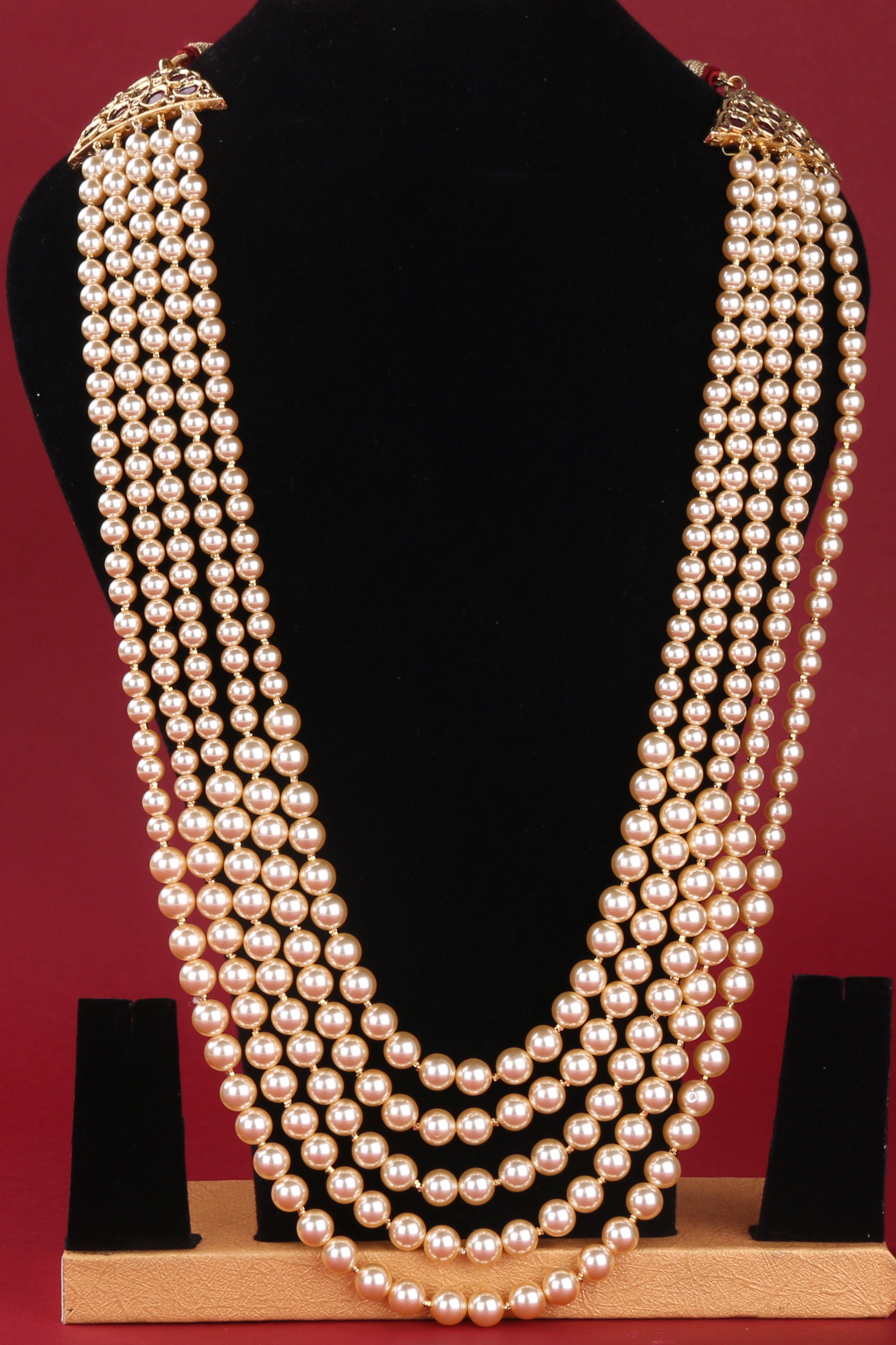 Five Liner Cream Colour Pearls with a Mogappu