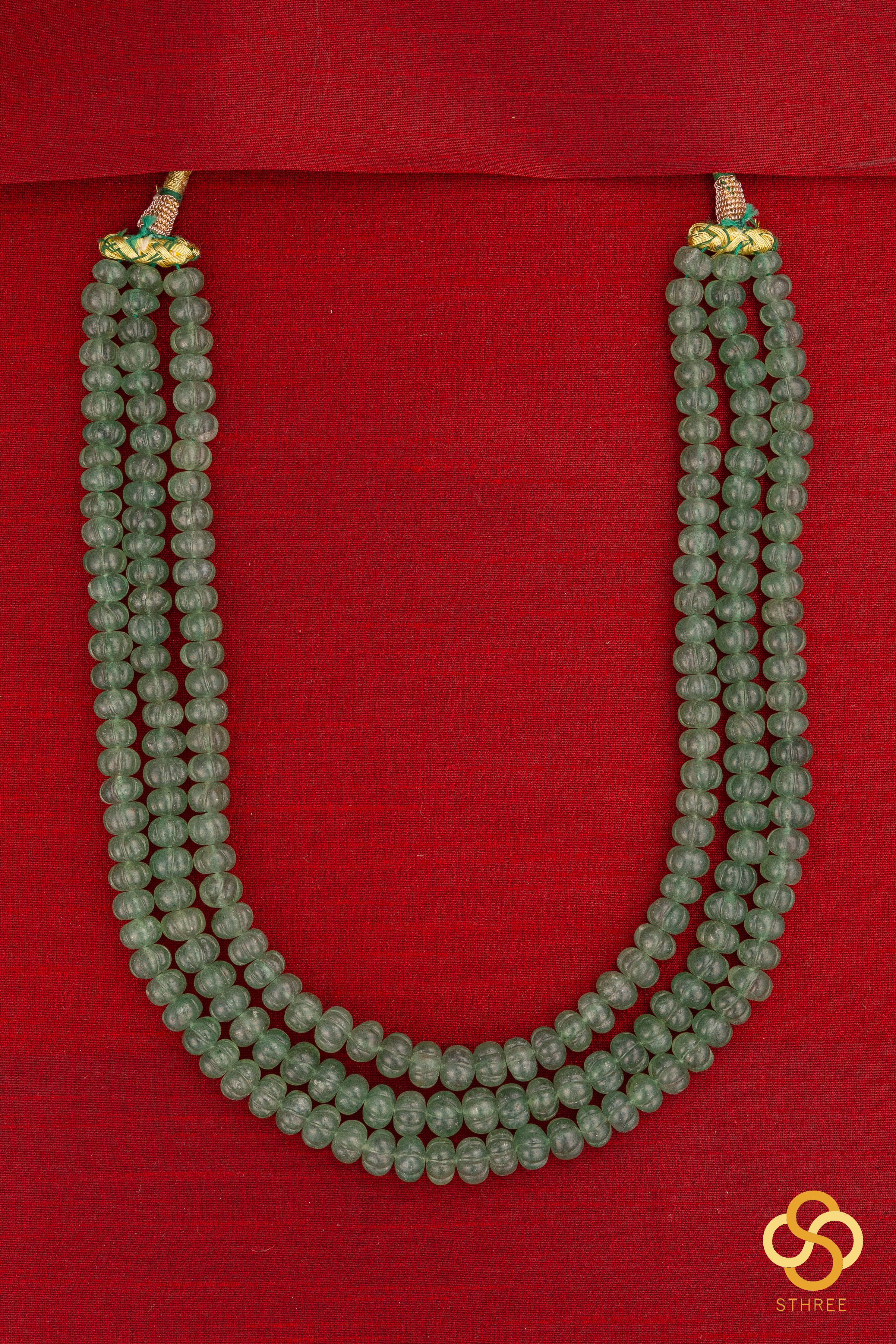 Carved Melon Flurites in Green - Three layers
