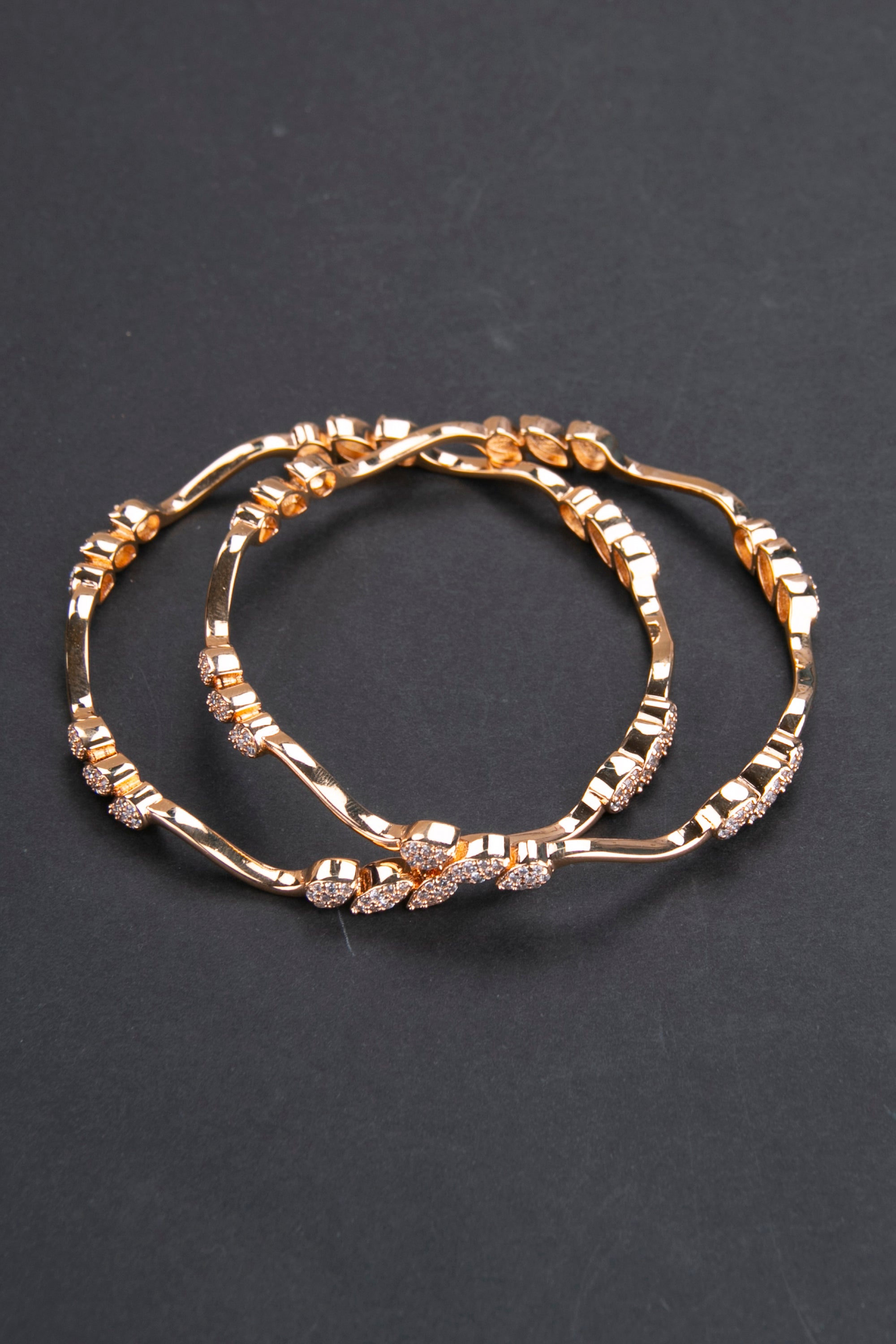 Premium Zircon - Wavy diamond pattern bangles