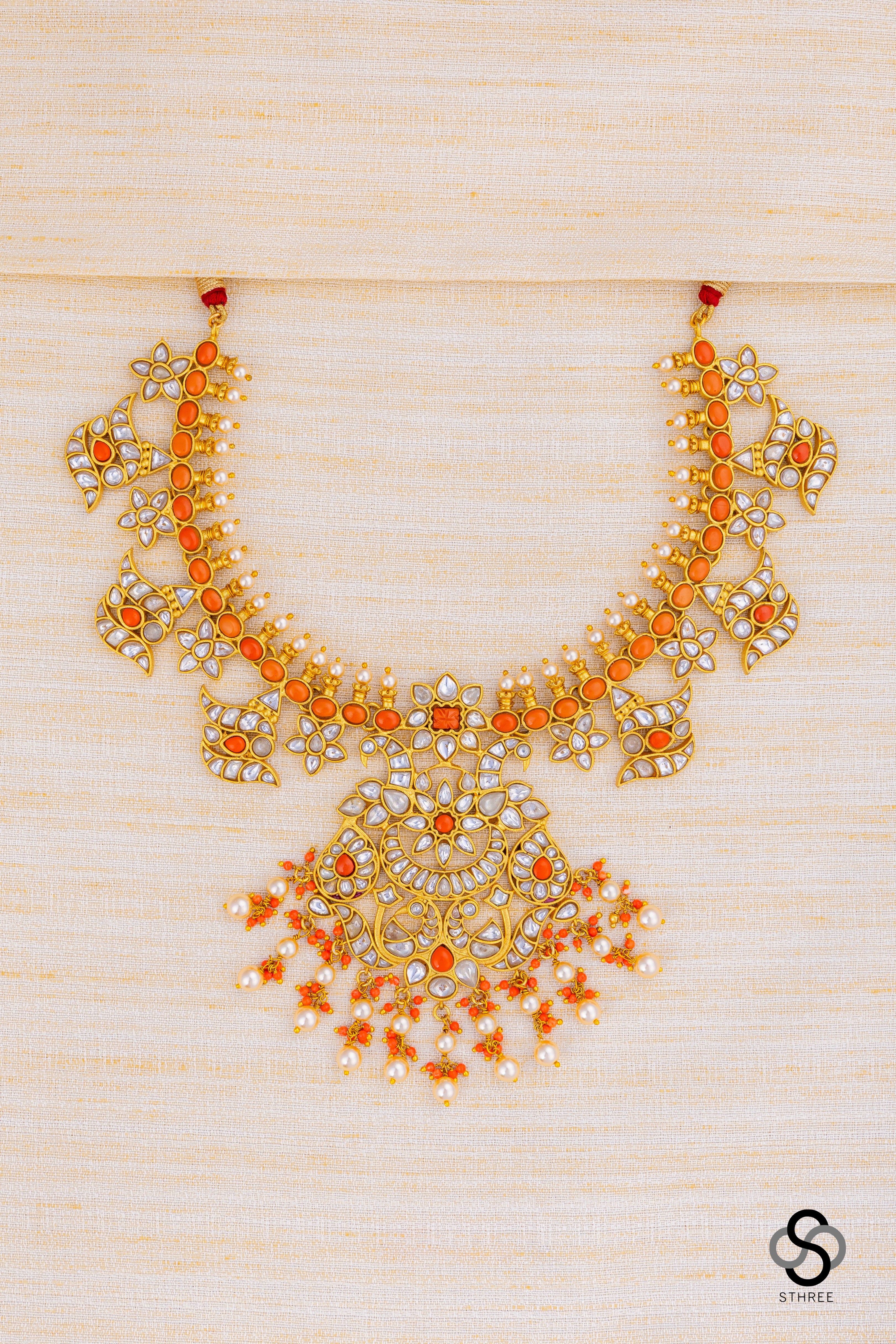 Coral and Moissonaite Neckpiece