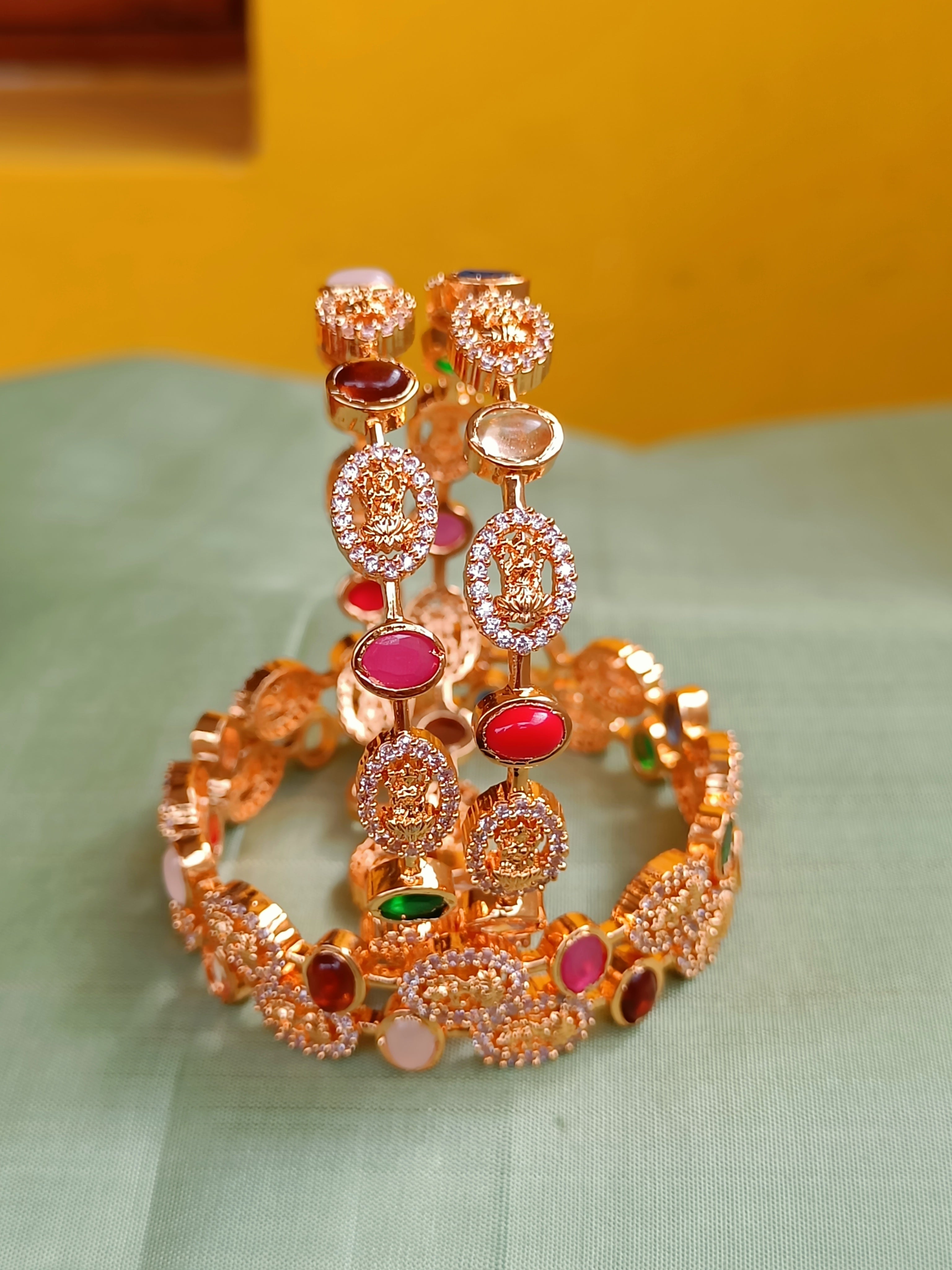Lakshmi kasu with Navarathna bangles