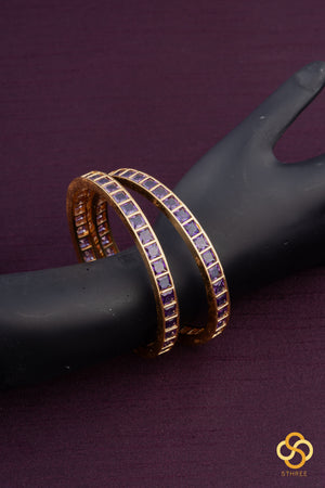 Amethyst colour - Square stone bangles