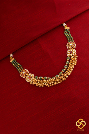 Gold balls with kundan mogappu - Jhumka earring