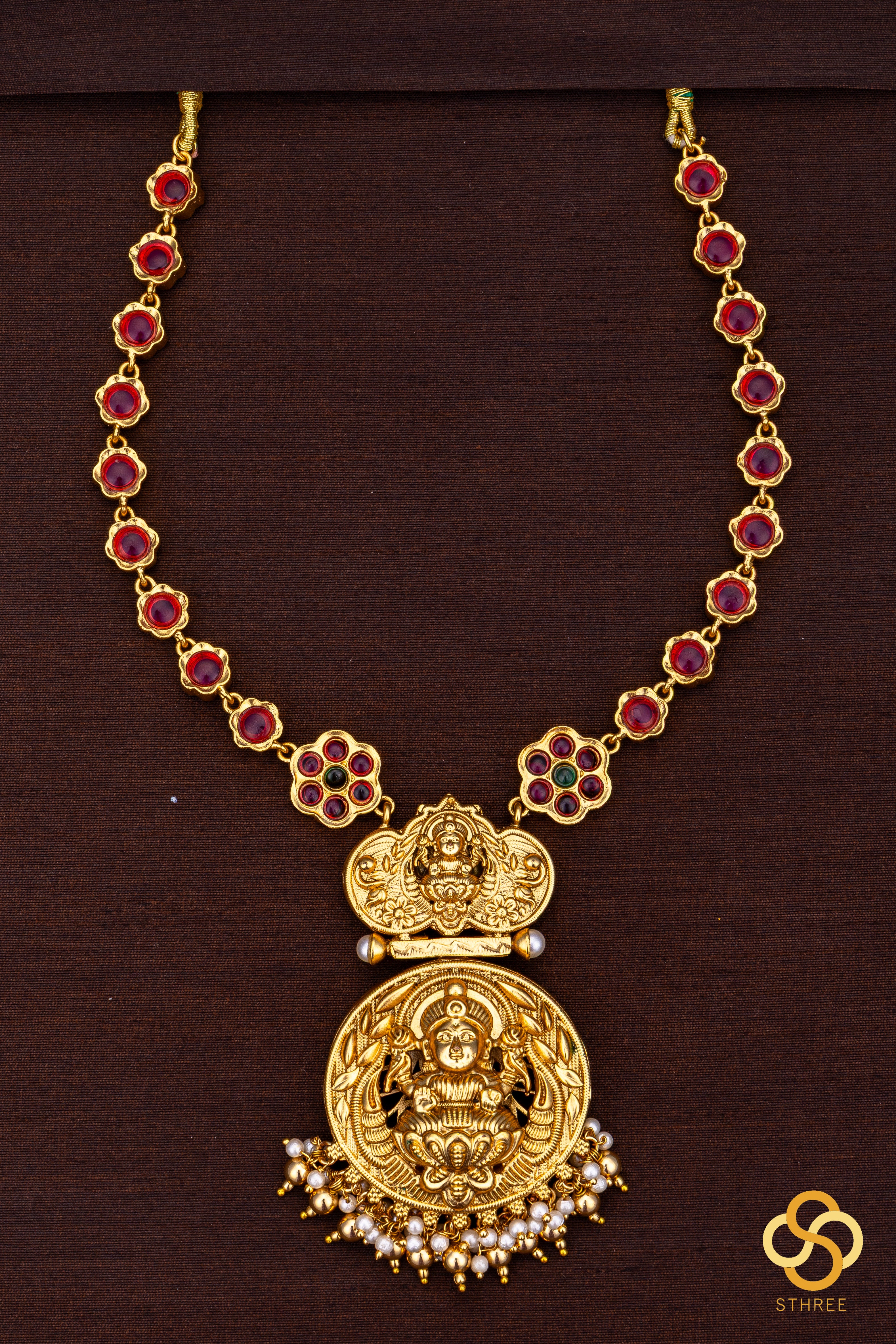 Double side Neckpiece - [ Lakshmi pendent / Kemp pendent ]