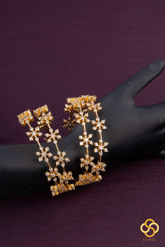 7 Stone Diamond Pattern Bangles - Set of 4