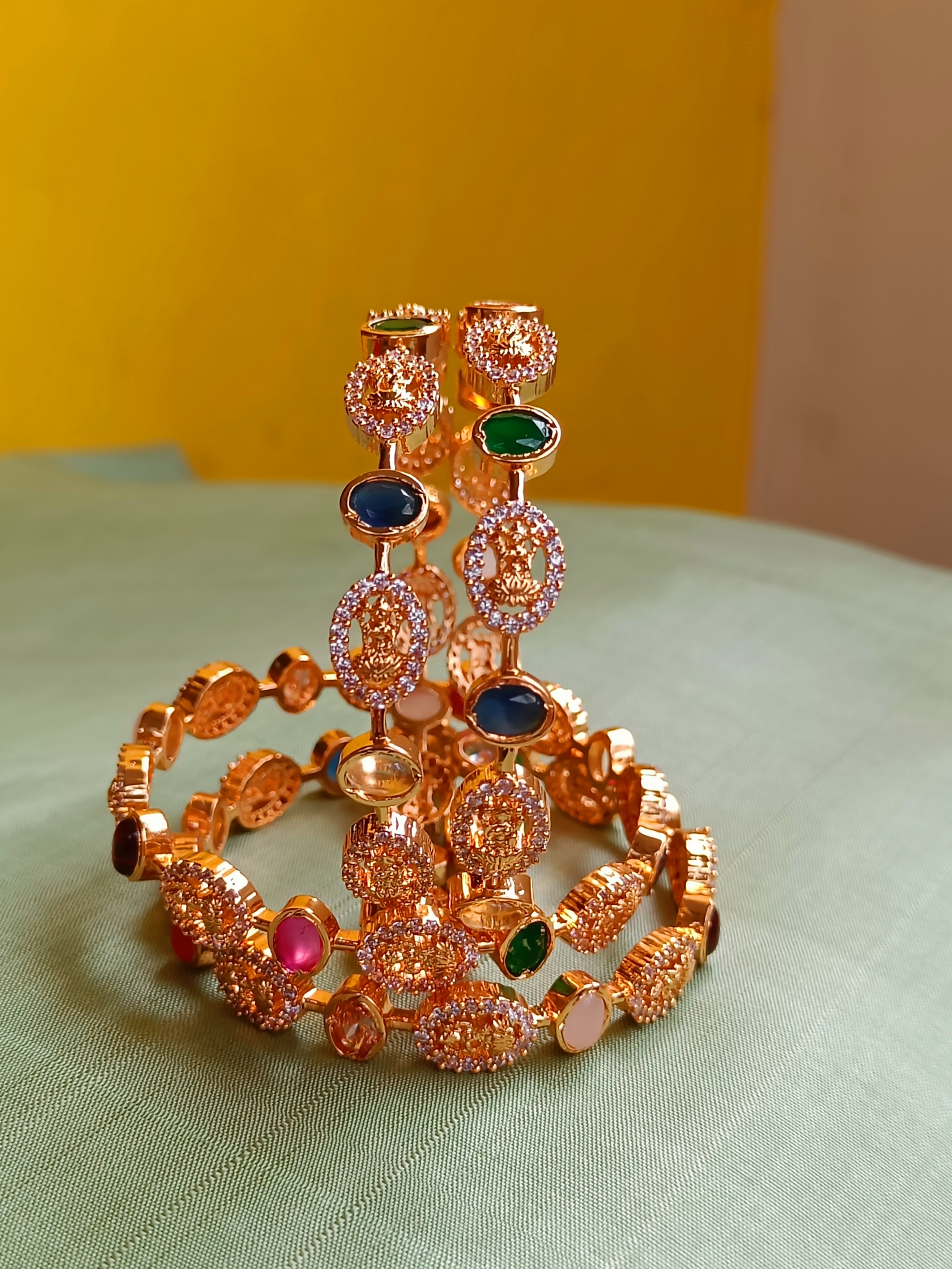Lakshmi kasu with Navarathna bangles