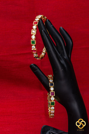 Square cut bangles - Navarathna