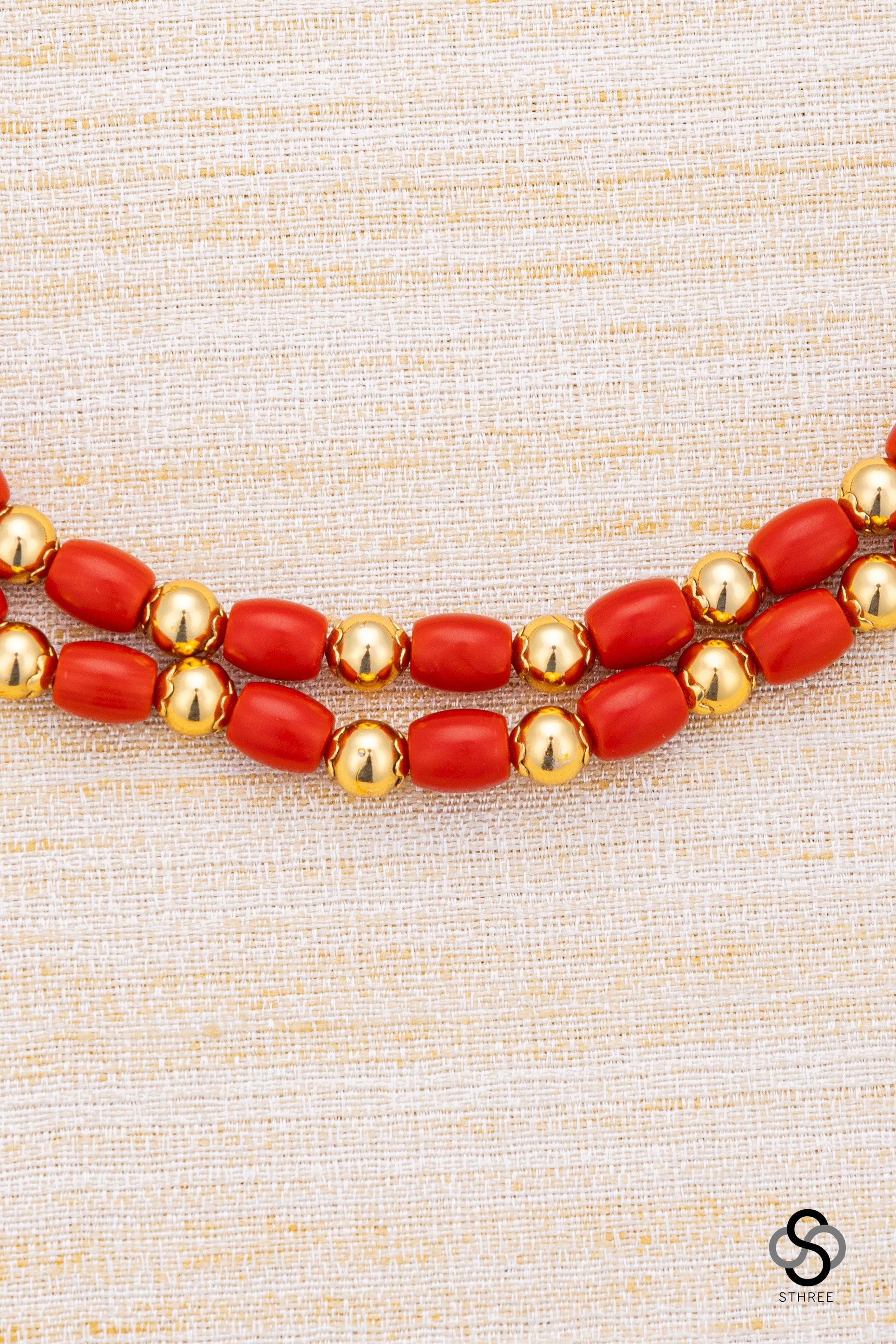 Two liner coral with gold ball set