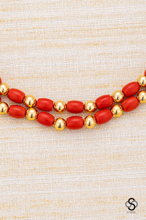Two liner coral with gold ball set