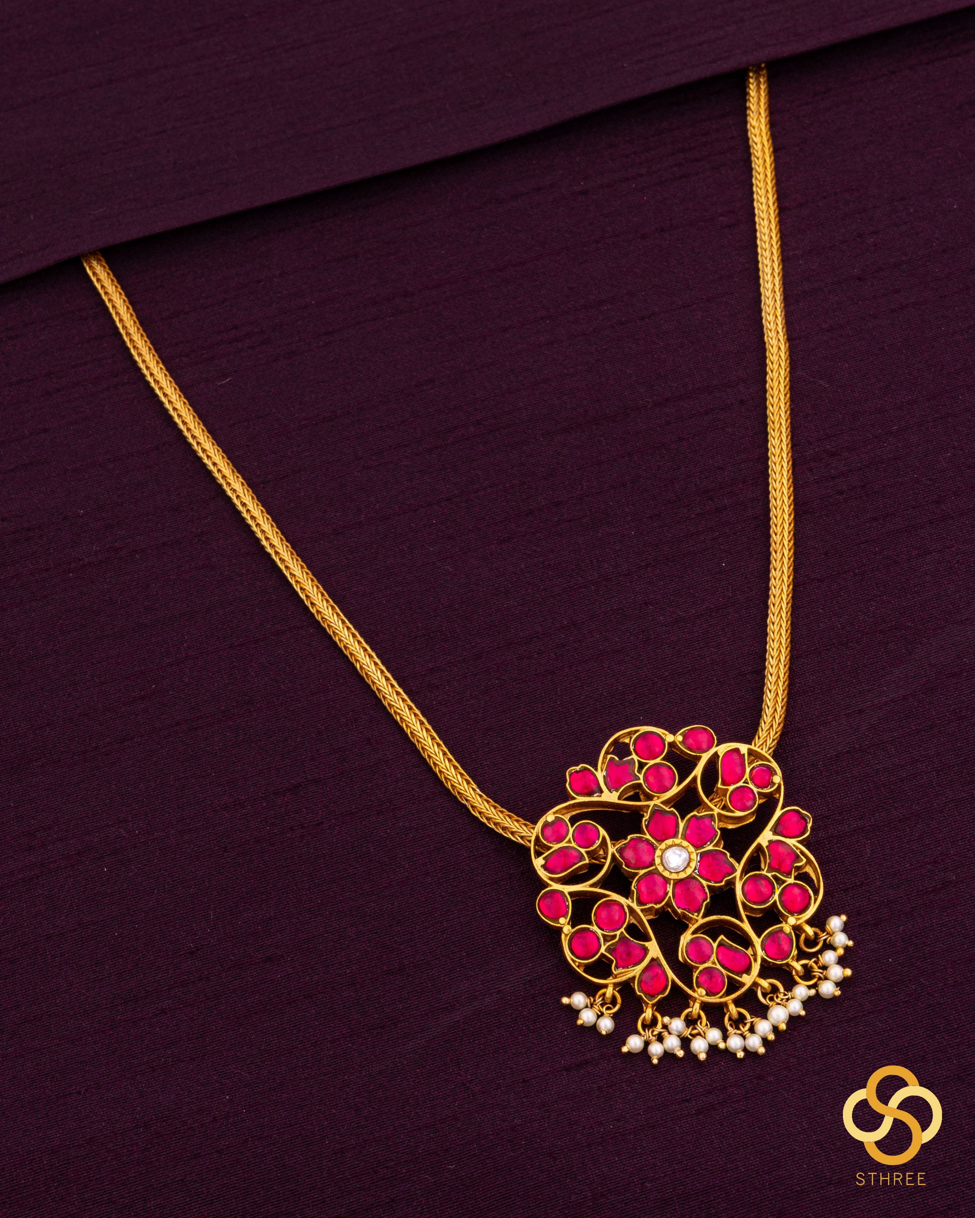 Rakkodi, Parijatha  flower design - Kemp red