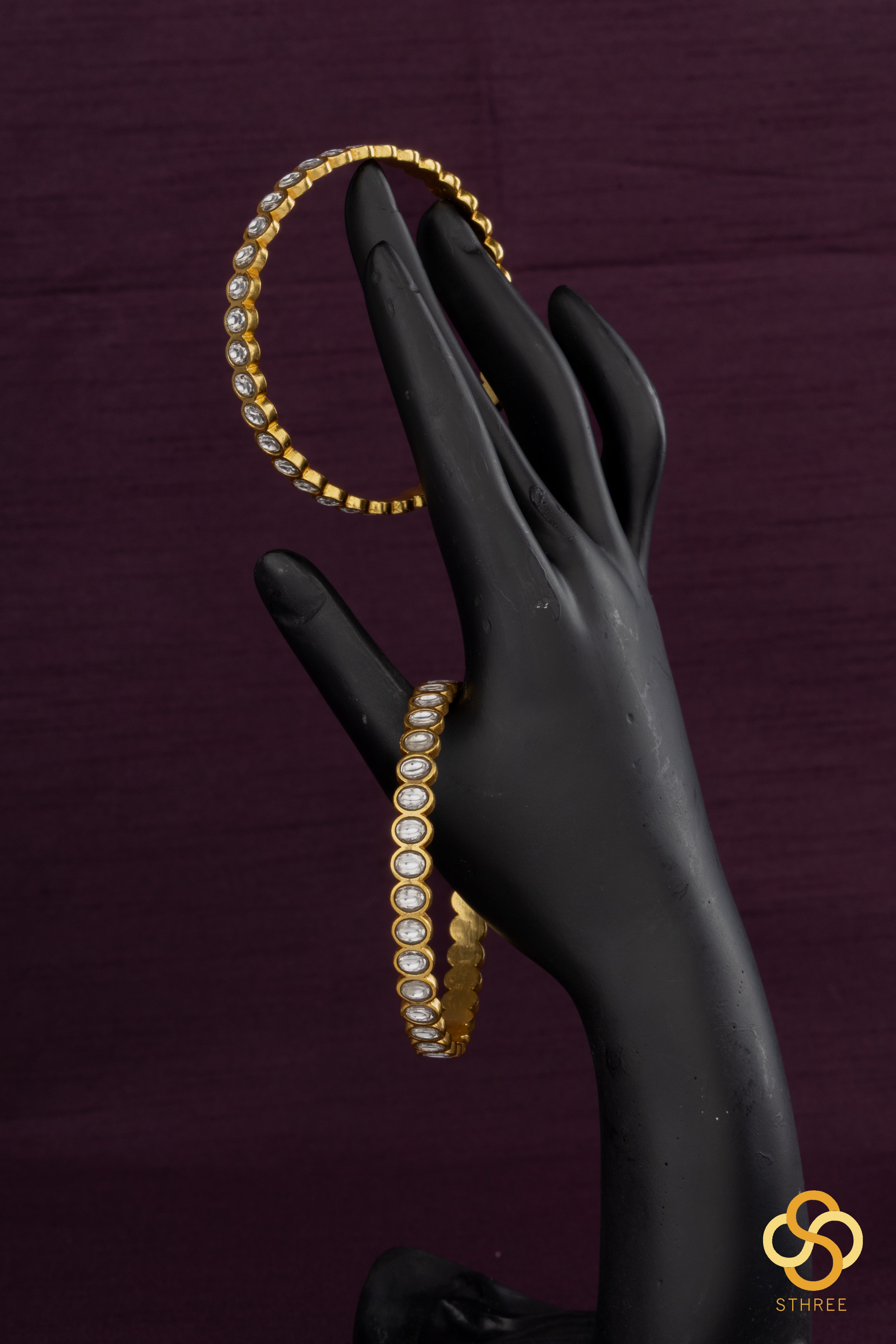 Jadau Kundan bangles - White