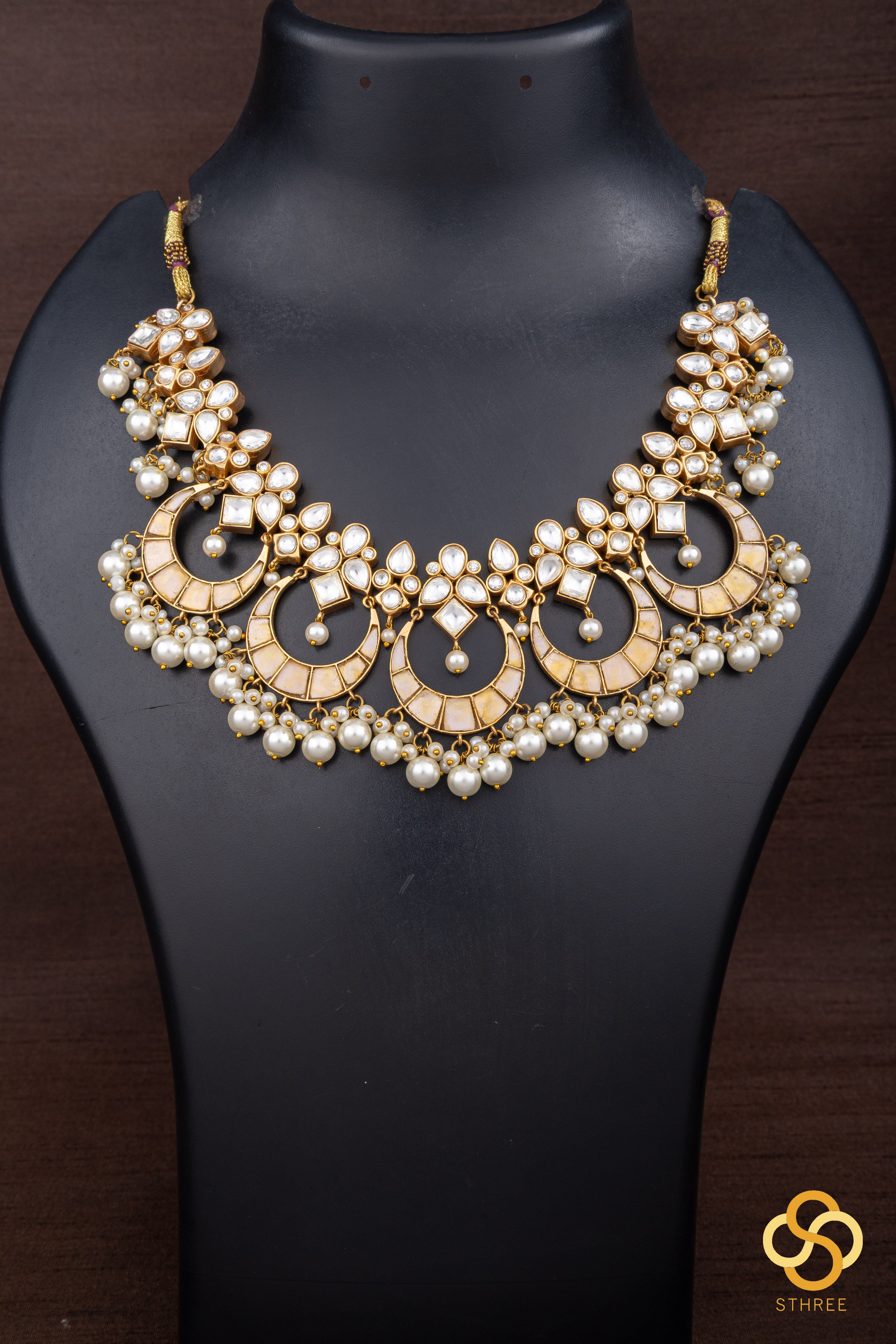 Chandbali Pendant with Pearls  - Jadau kundan