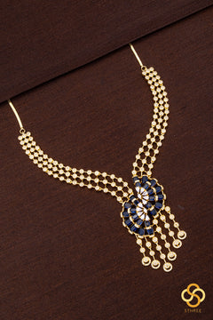 Diamond Pattern Necklace - Sapphire Blue Pendant