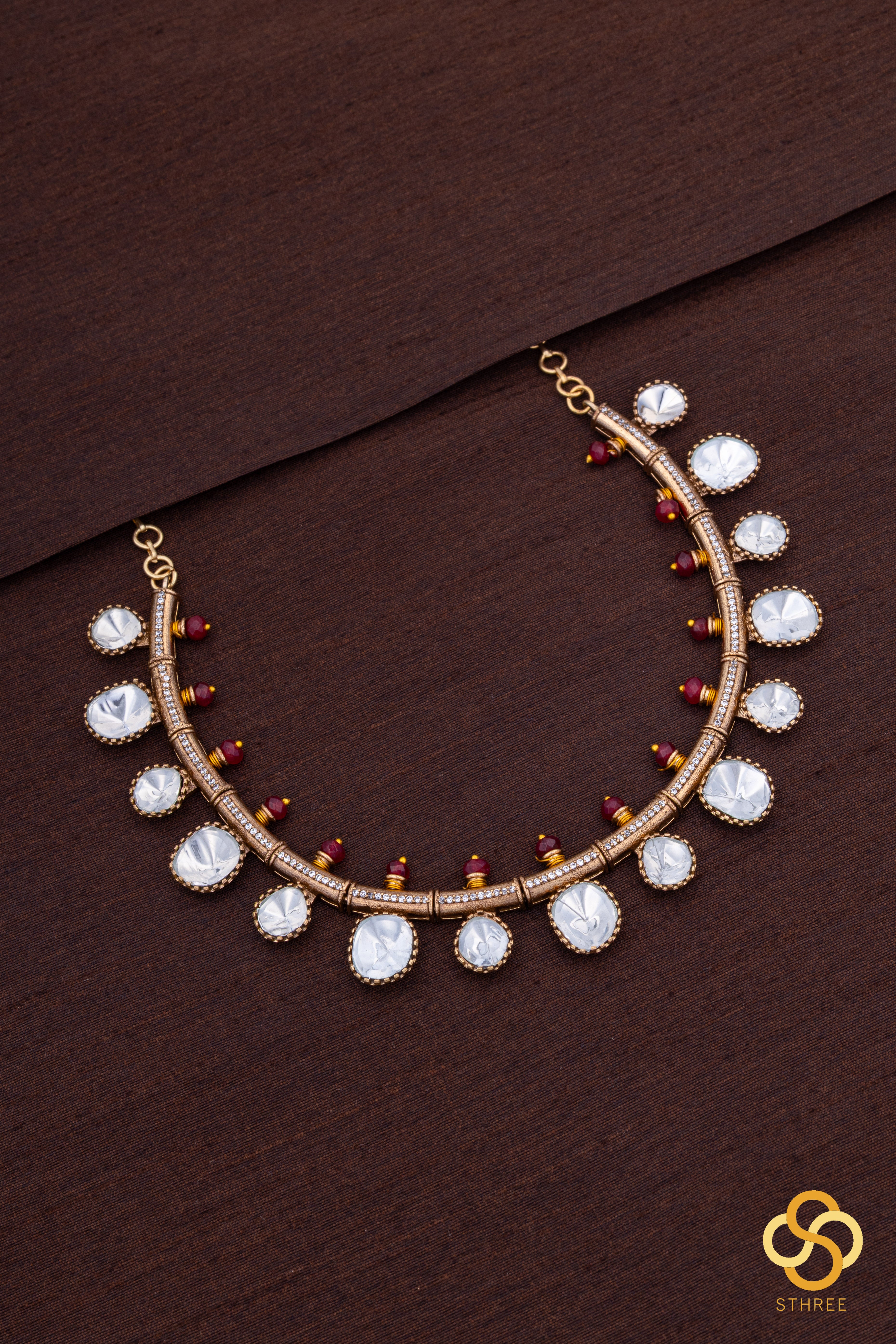 Kundan Kasumalai -  Ruby red beads on top