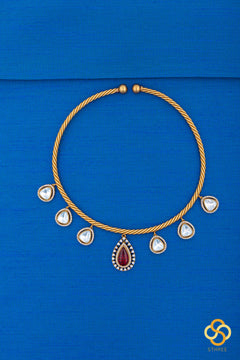 Hasli set - Kundan hangings and red centerpiece
