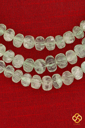Carved Melon Flurites in Light Green - Three layers