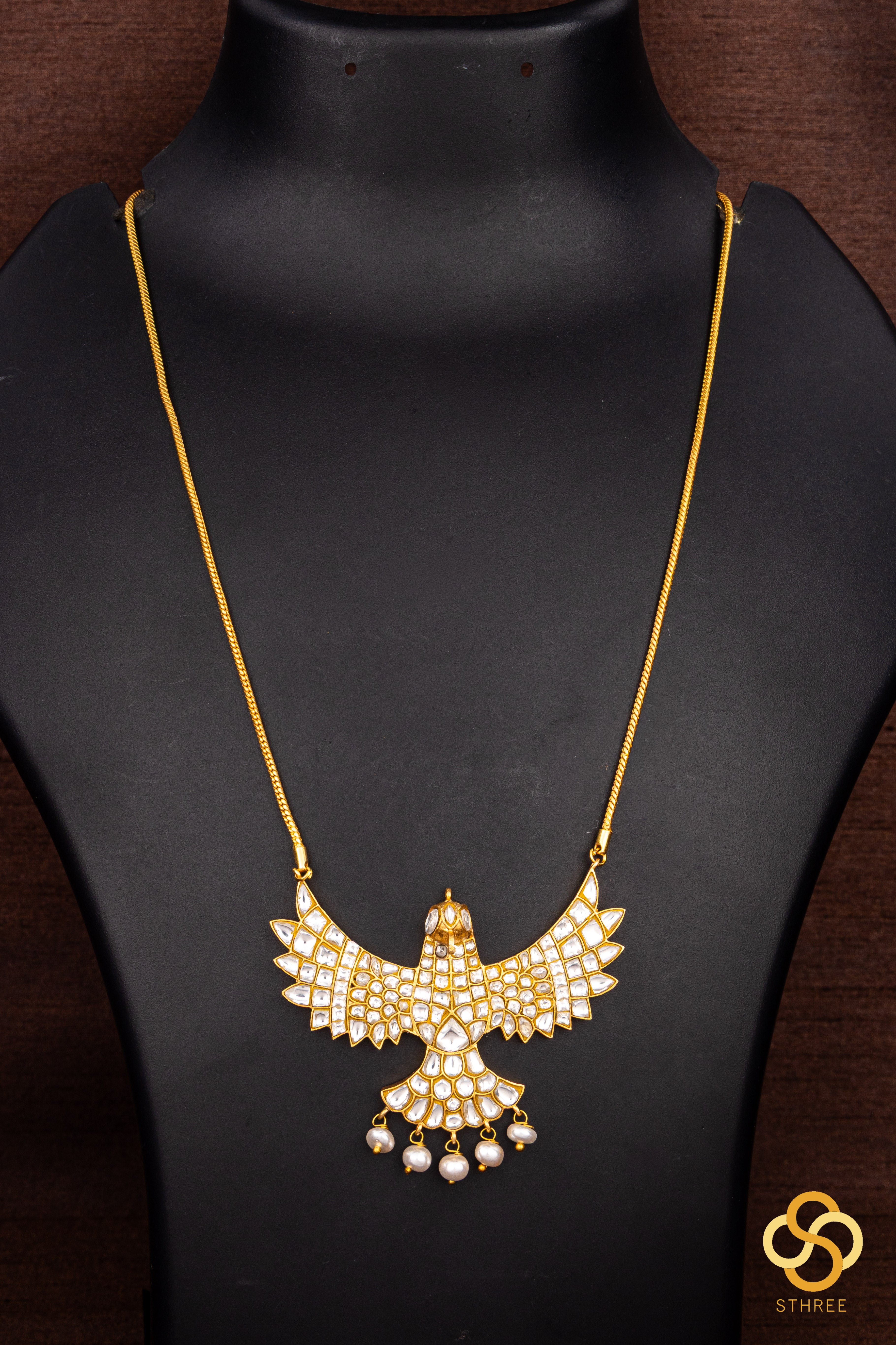 Gandaberunda Pendant with Pearls - All White
