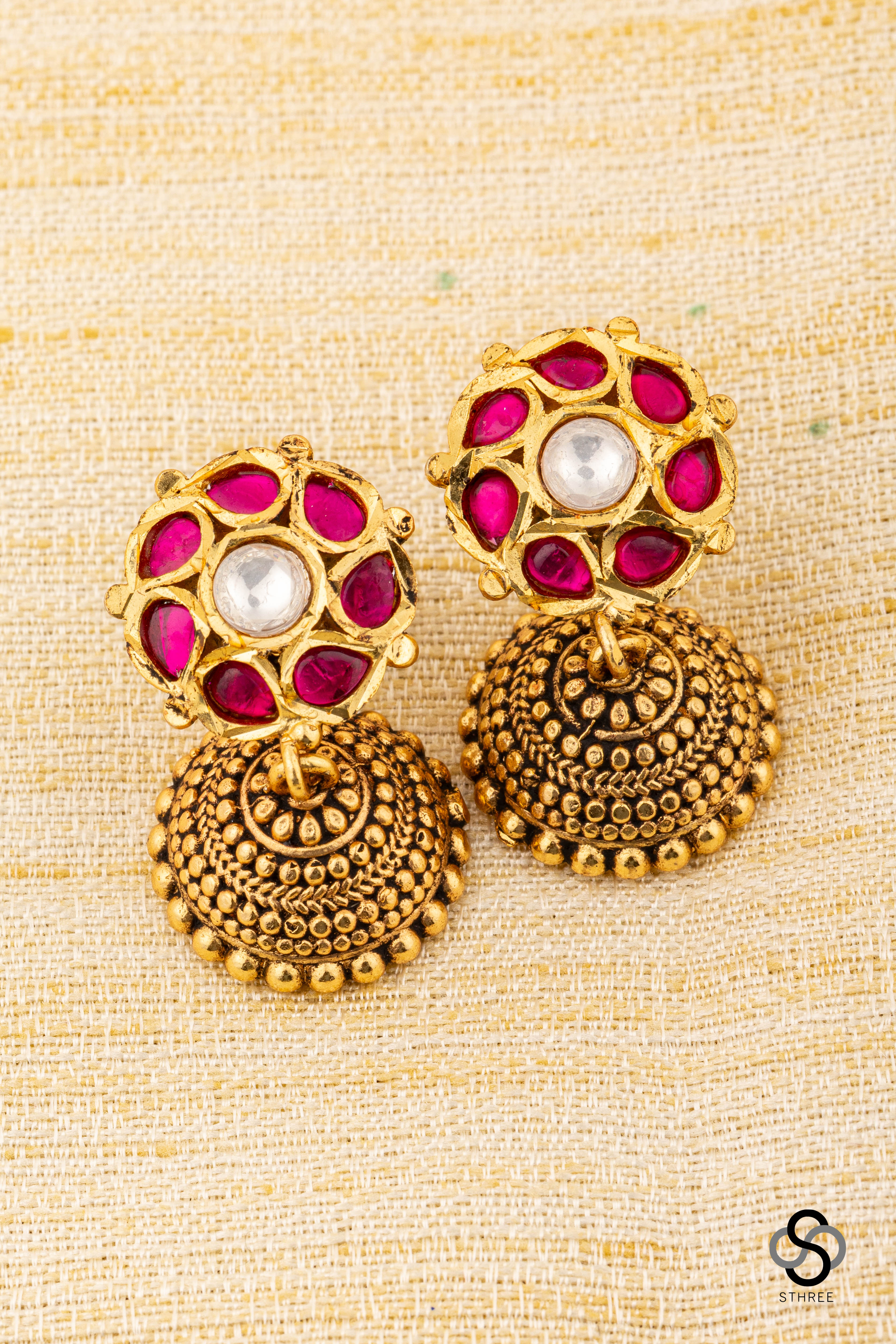 Ruby red jhumka