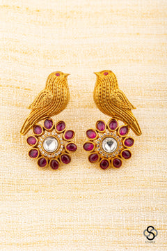 Sparrow earring - Ruby red