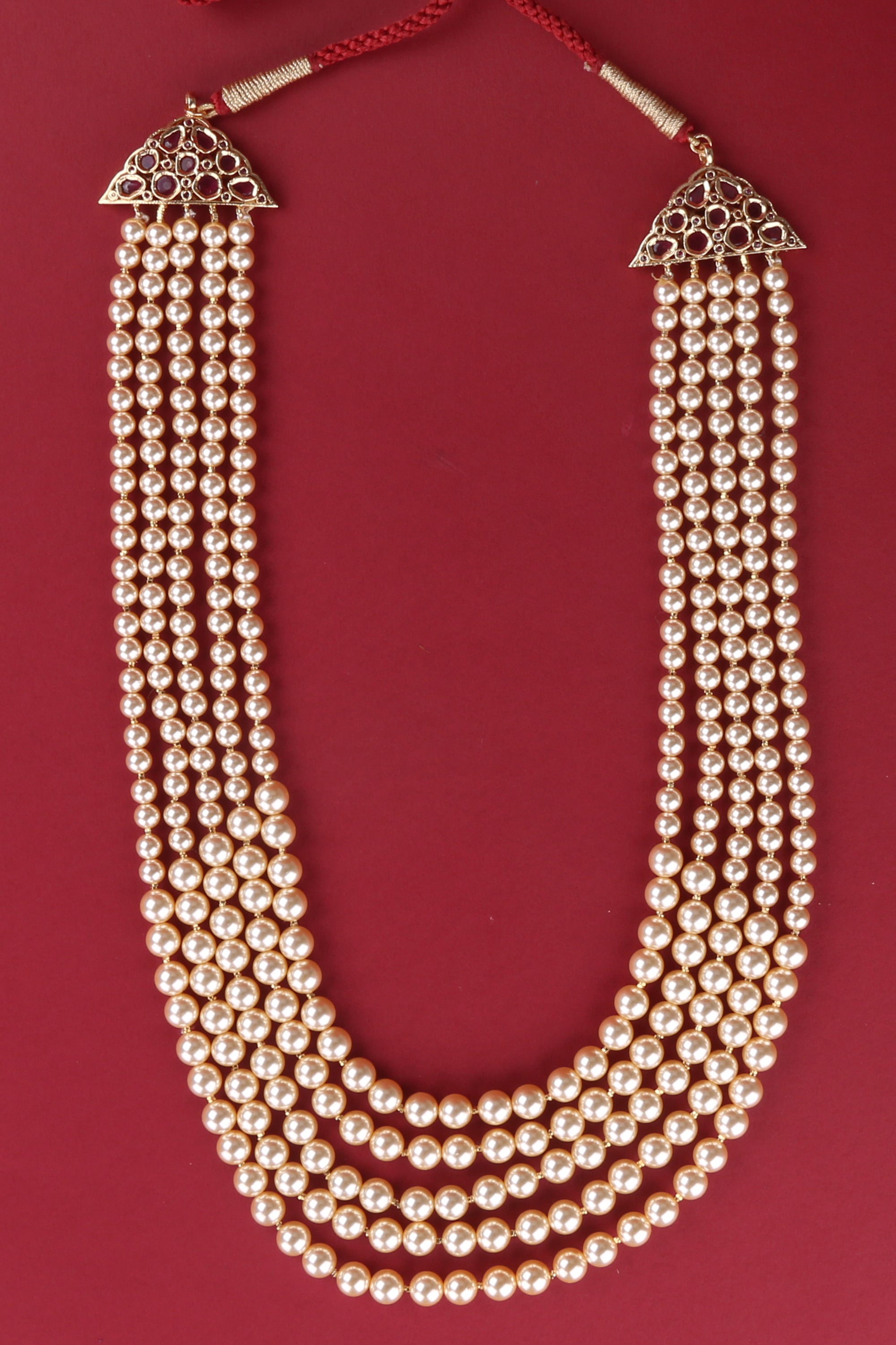Five Liner Cream Colour Pearls with a Mogappu