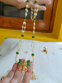 Pearls with Double Kili Pendant -  Green
