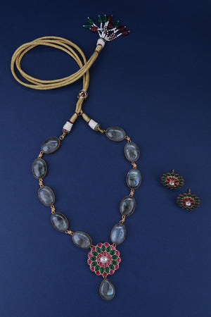 Natural Cabochons with Jadau Kundan Pendant