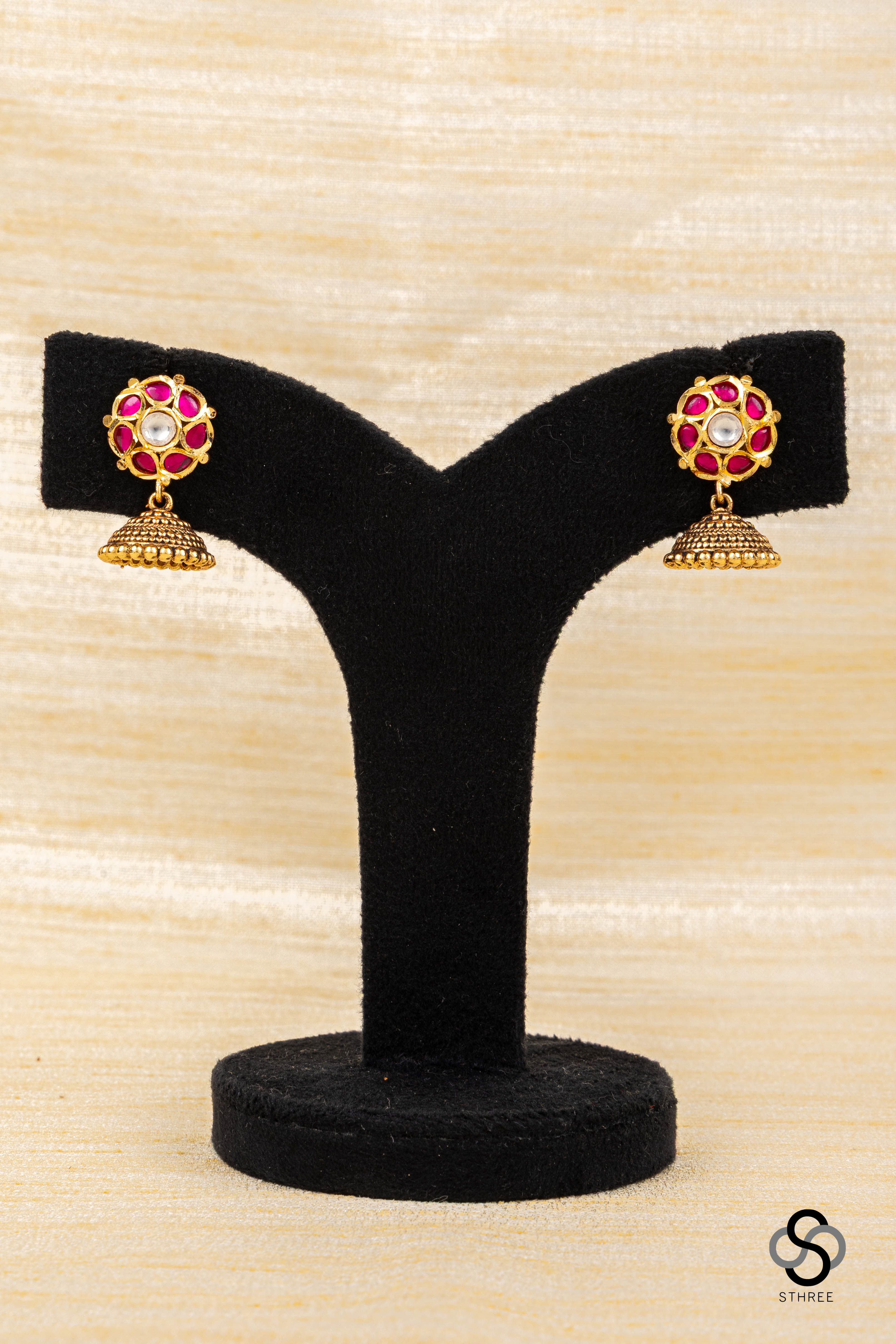 Ruby red jhumka
