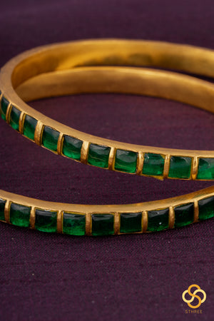 Emerald Green square bangles - Set of 2