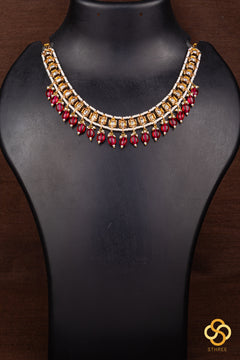 Kundan Stone Choker with Pearls and Ruby Pink Set