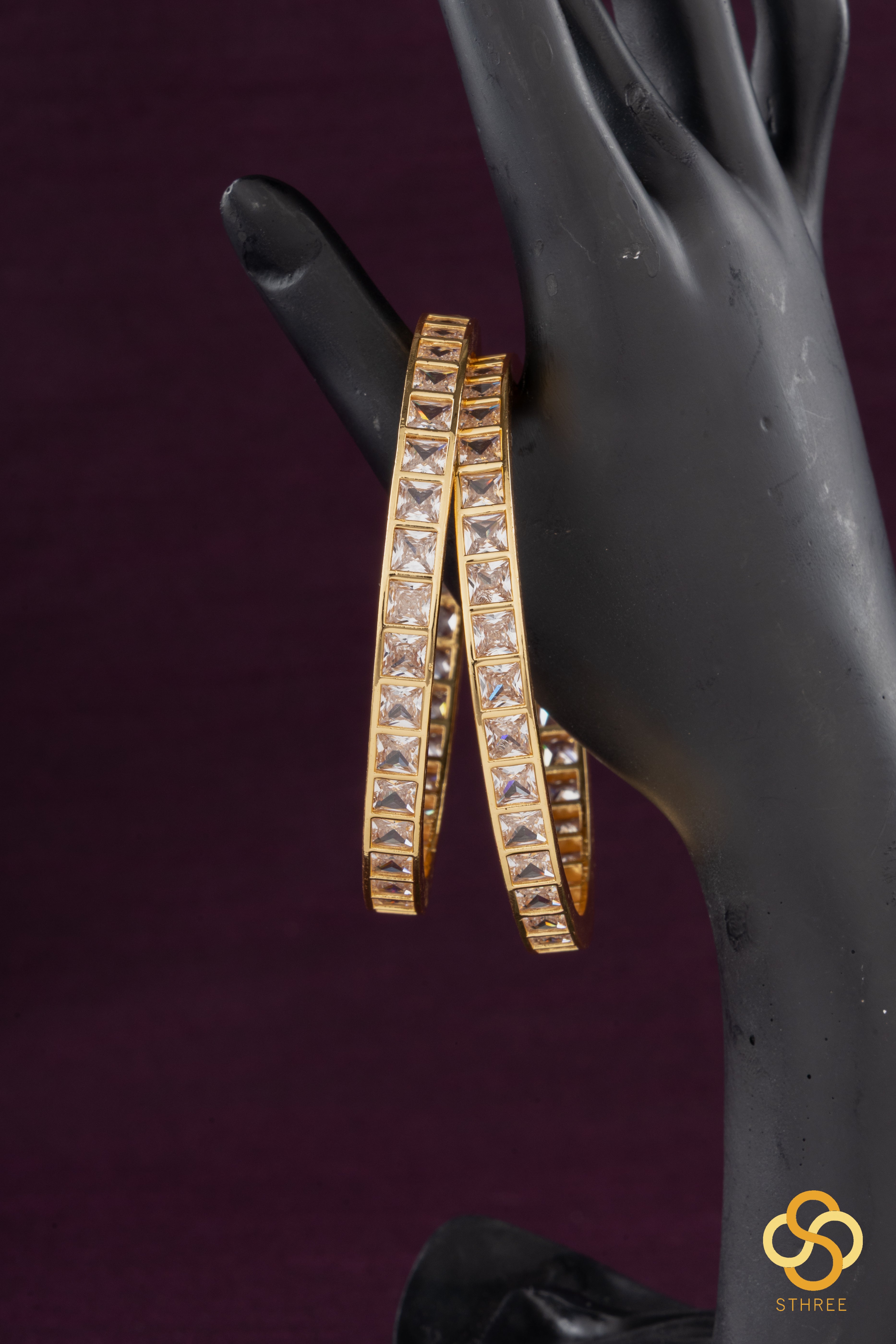 White colour - Square stone bangles