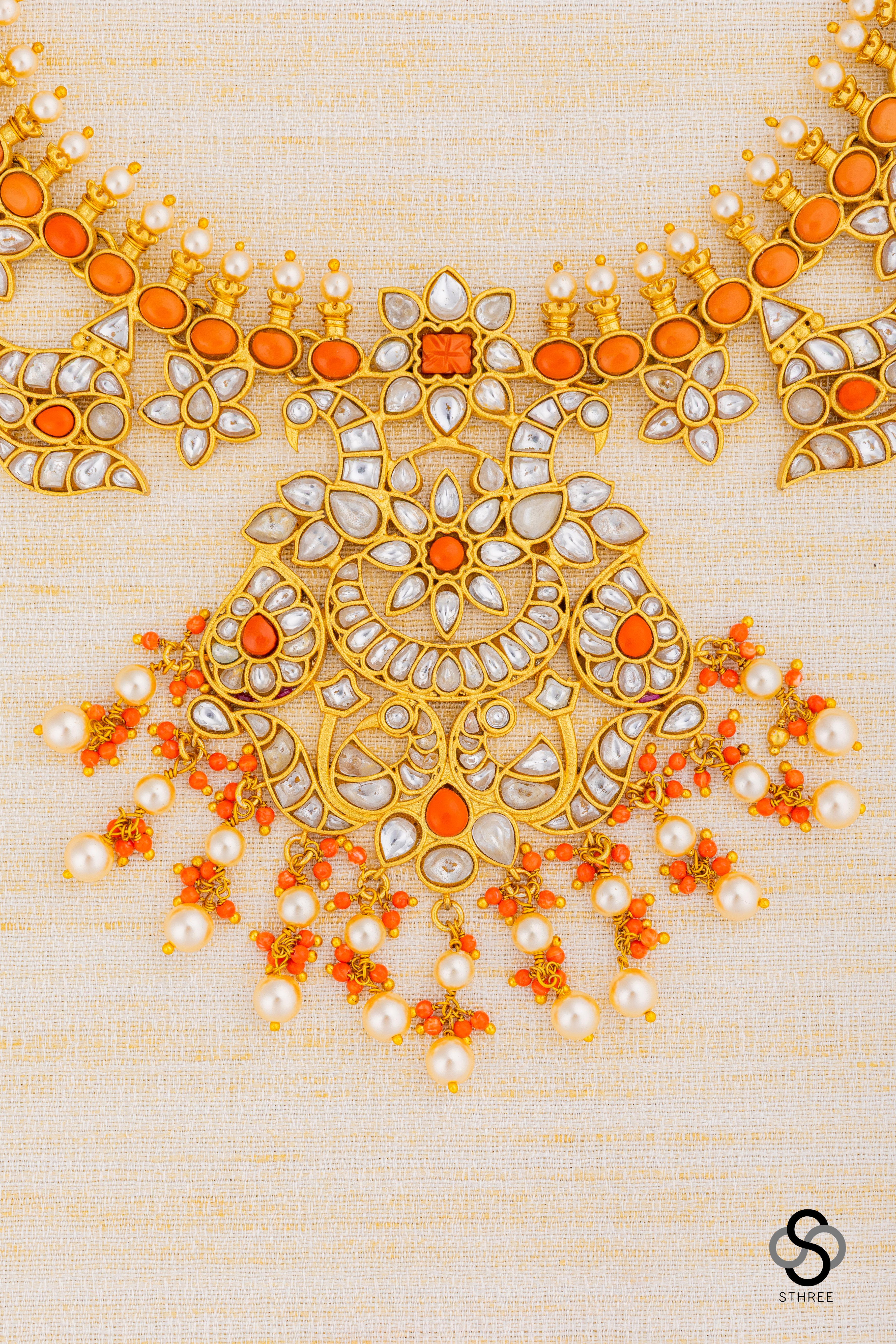 Coral and Moissonaite Neckpiece