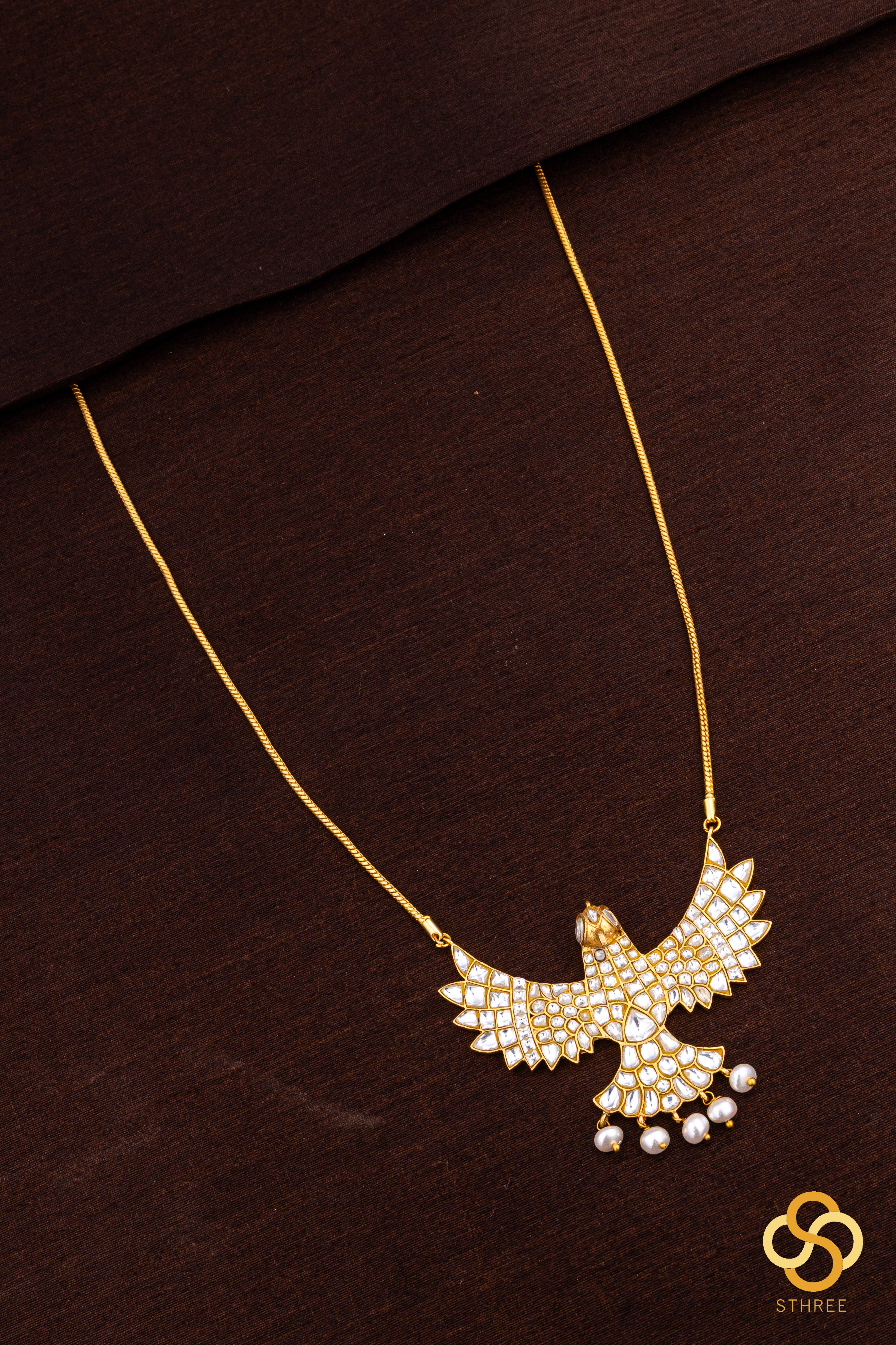 Gandaberunda Pendant with Pearls - All White