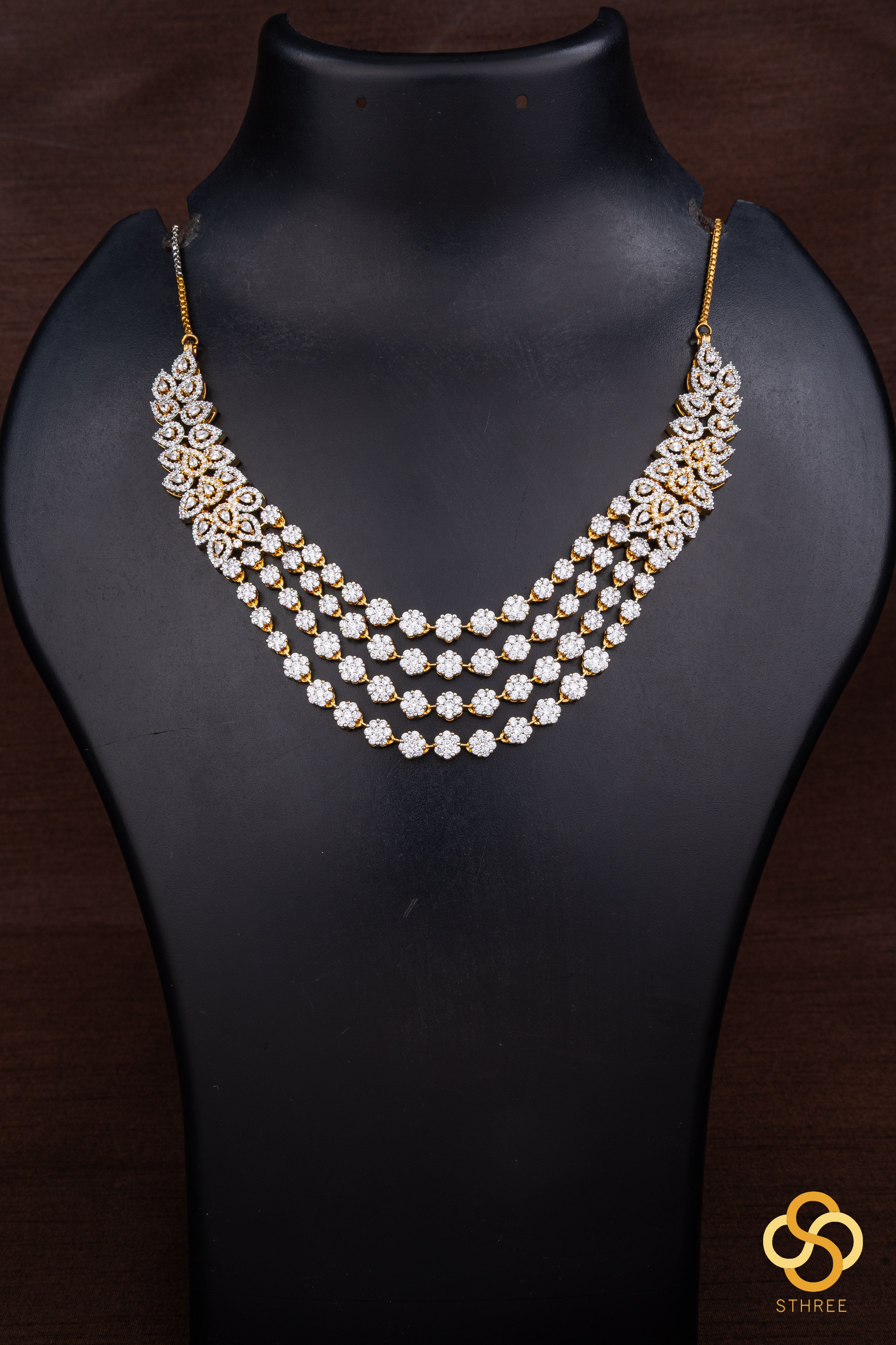 Diamond Pattern Necklace Set - Four liner