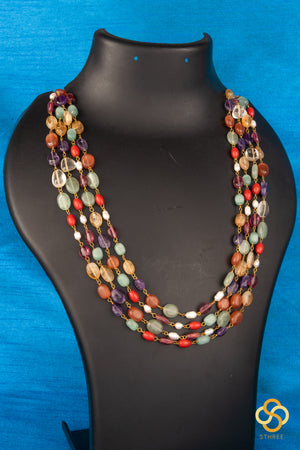 Four liner - Multi colour navarathna beads