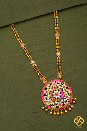 Rakkodi in Rettai - Vari Chain - White with Ruby Red