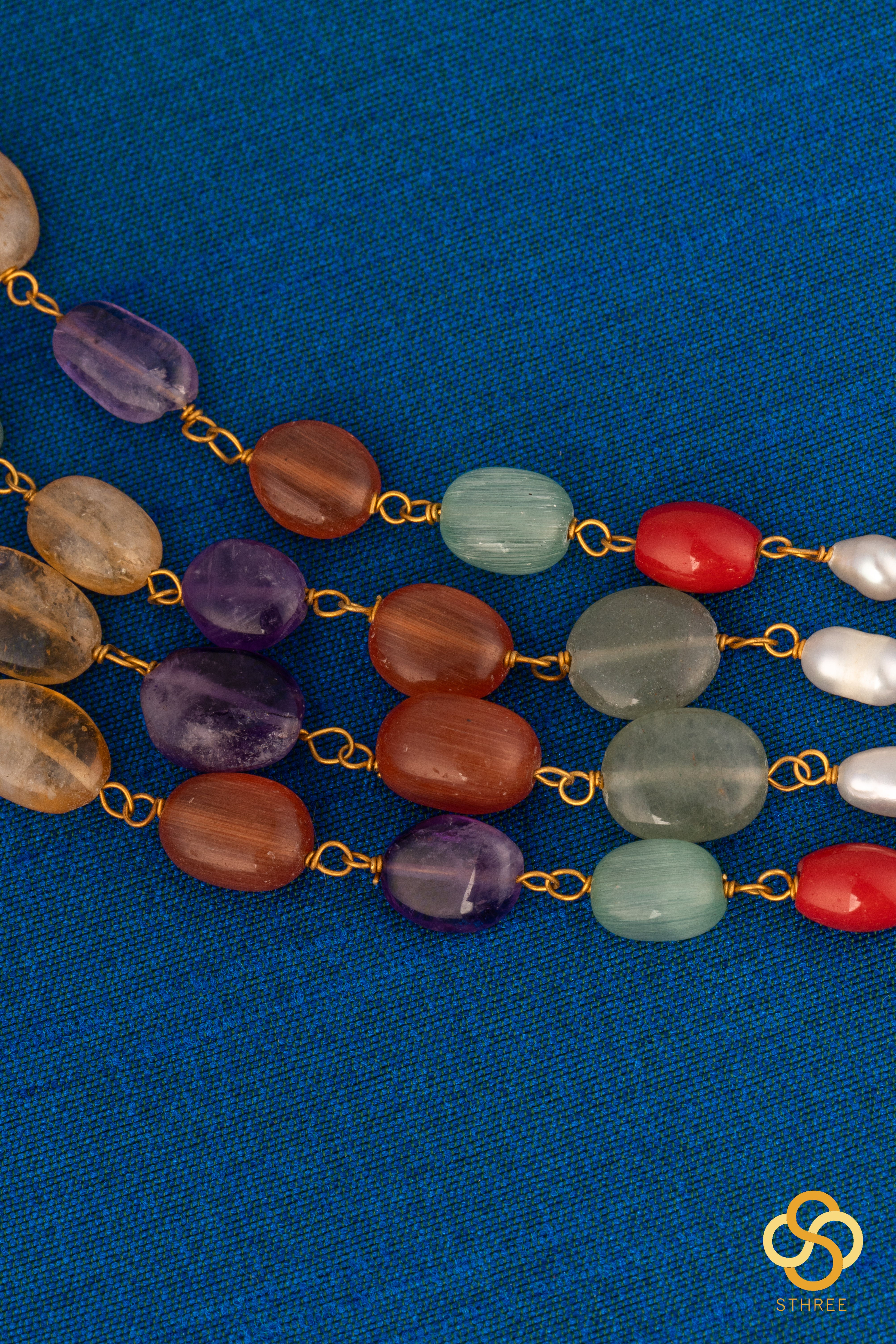 Four liner - Multi colour navarathna beads