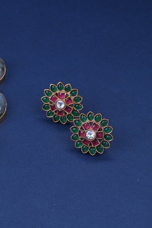 Natural Cabochons with Jadau Kundan Pendant