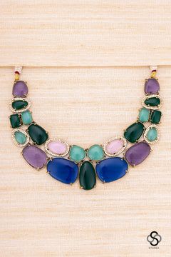 Multi colour stone neckace