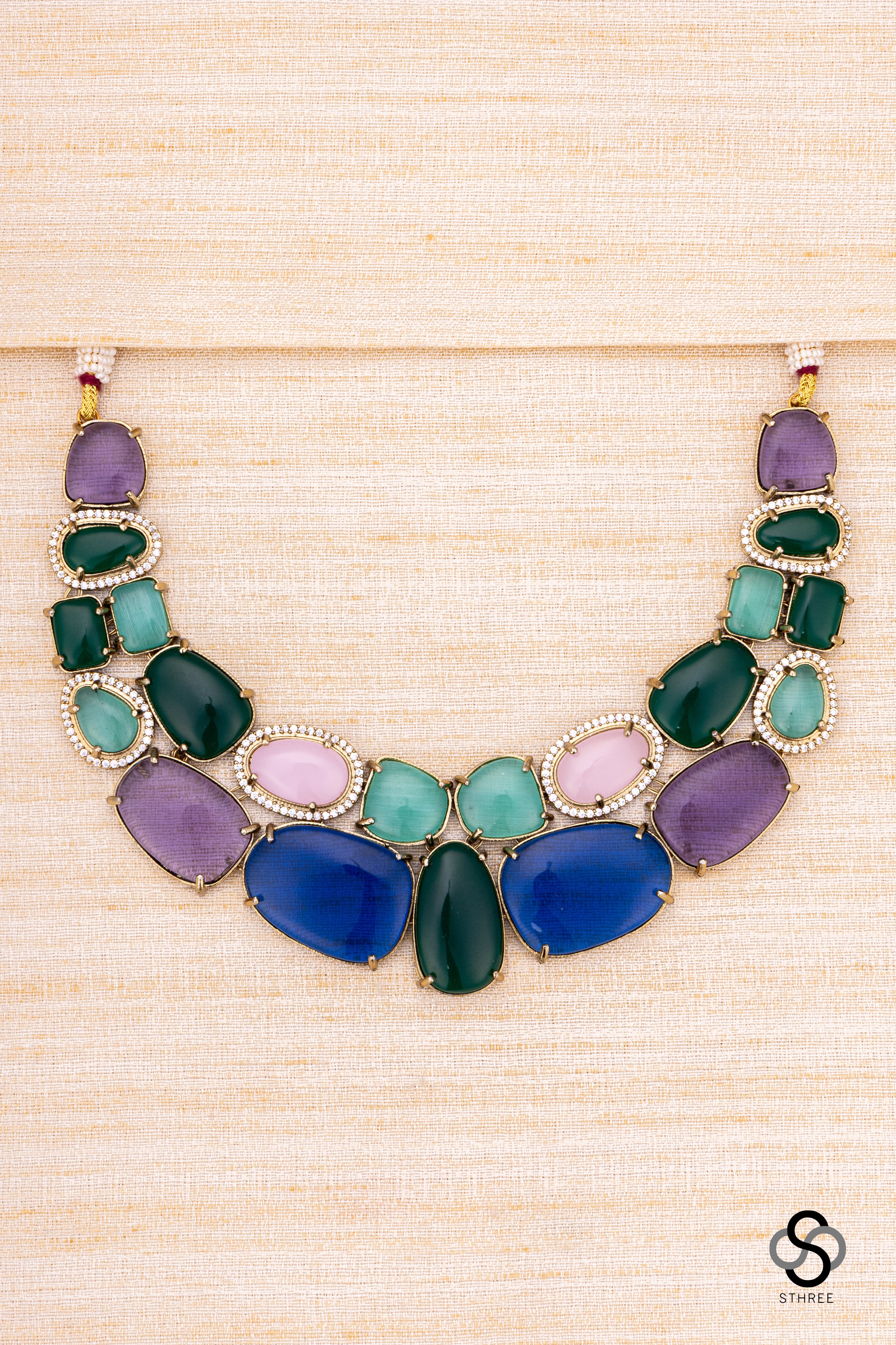 Multi colour stone neckace