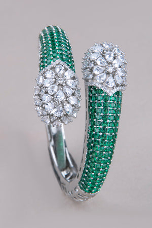 Kada - Rhodium polish -  Green  and Silver