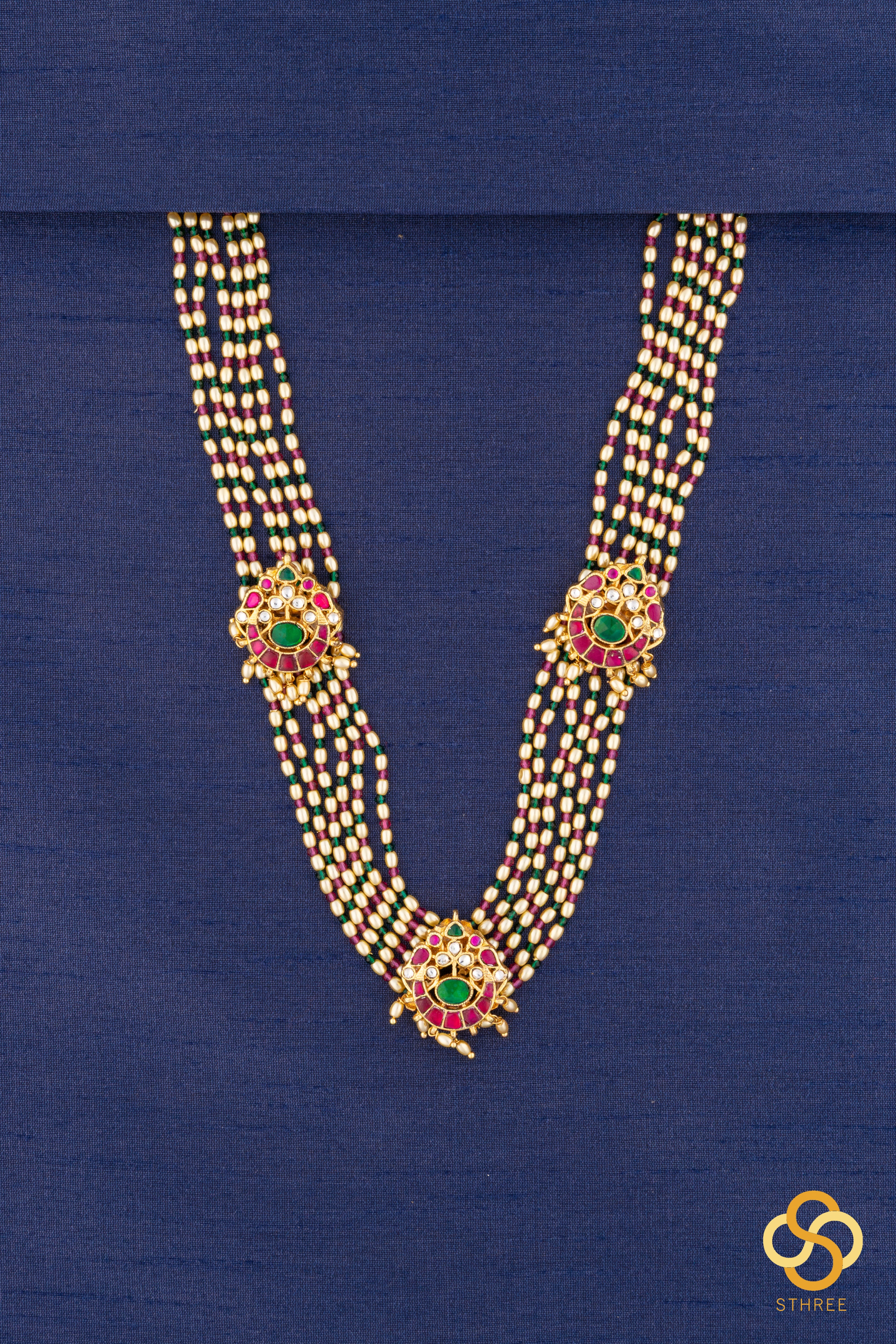 Jadau Kundan  in six strands of pearls