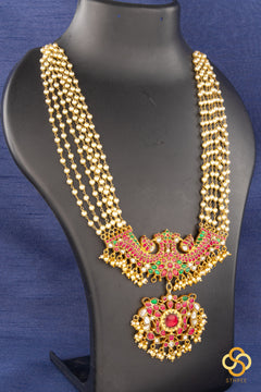 Pearls and Kemp red  Mayurakanthi haram