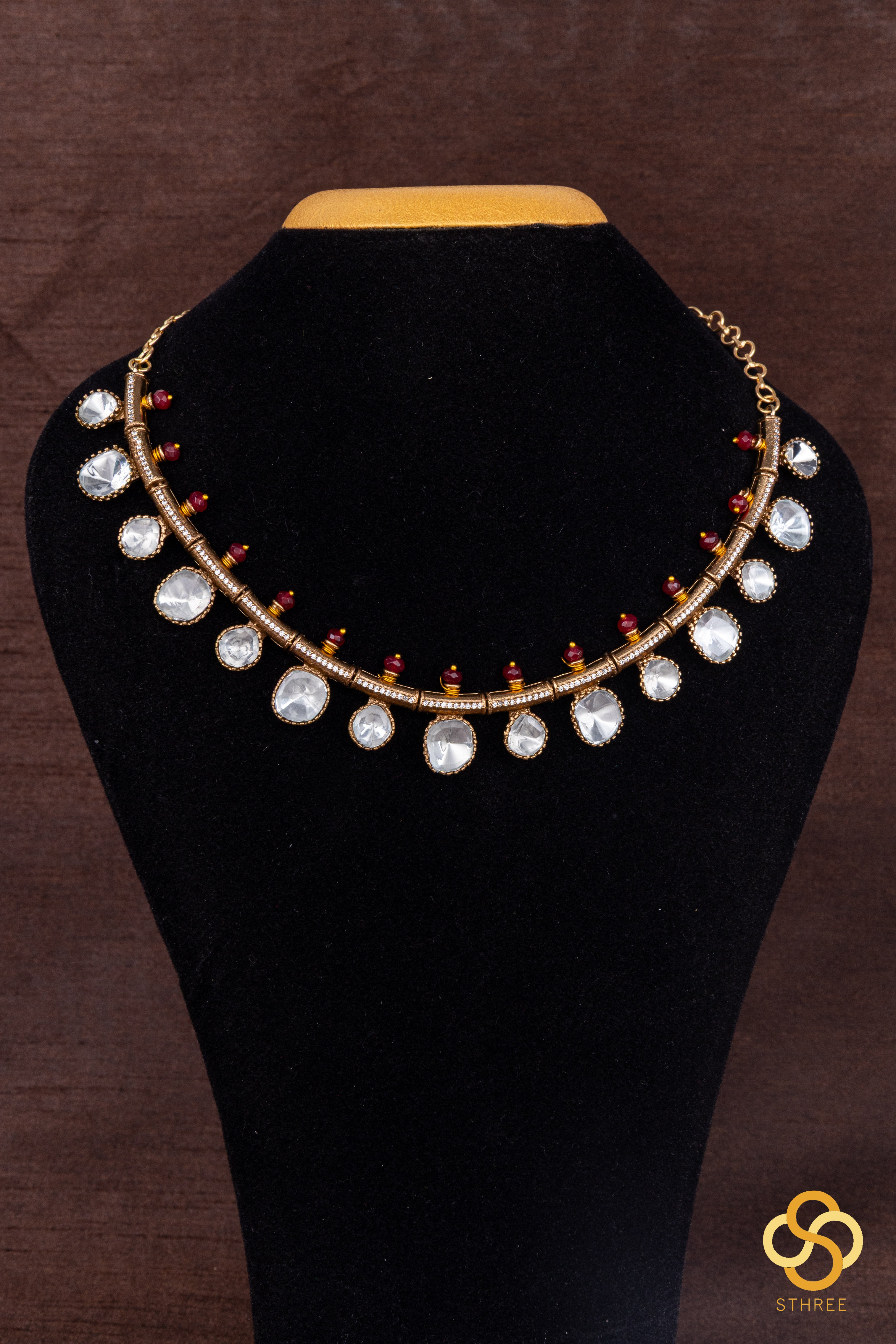 Kundan Kasumalai -  Ruby red beads on top