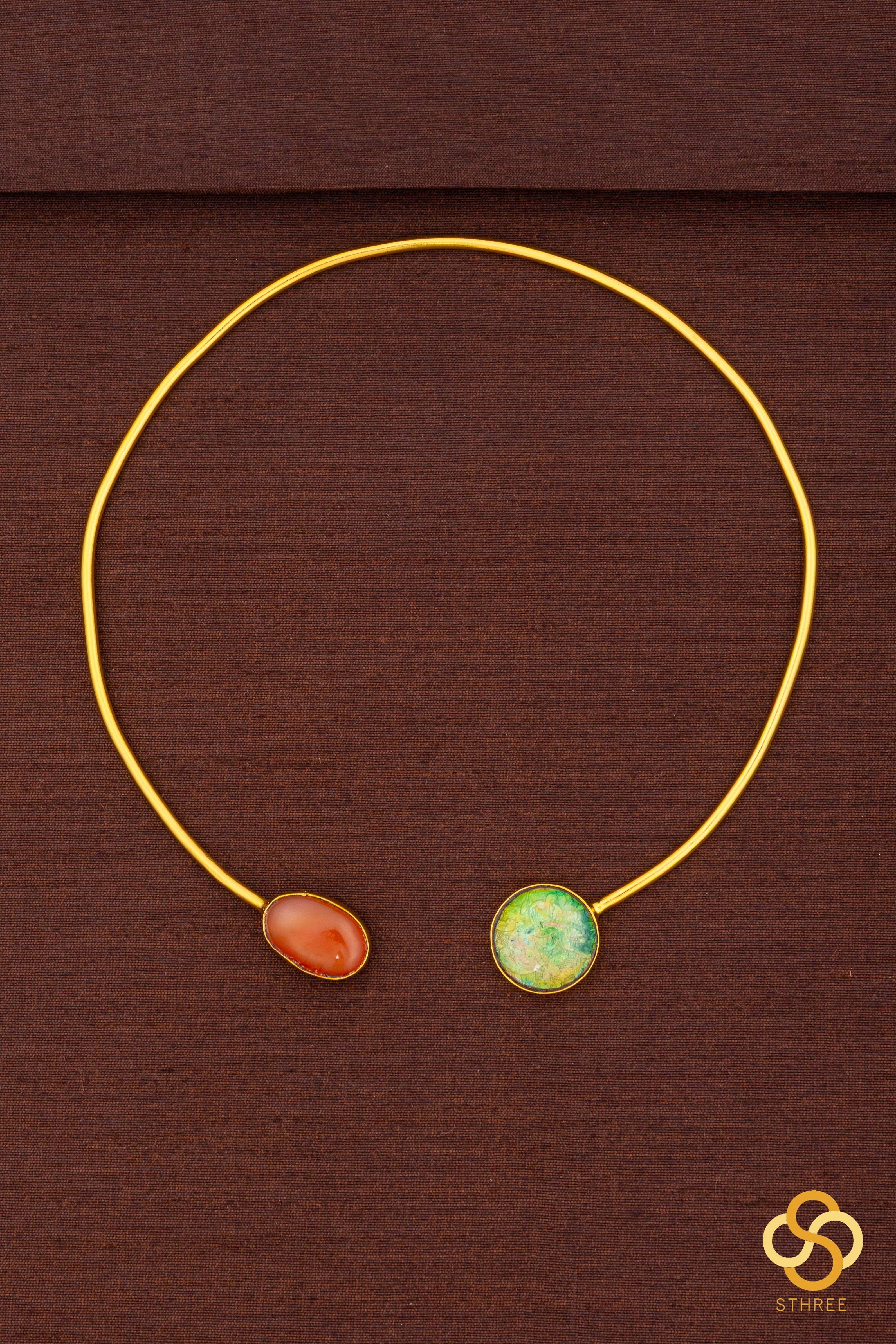 Hasli set - Kundan stone - Orange and green
